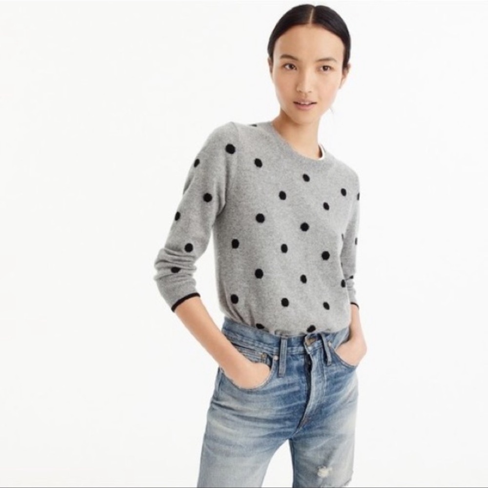 J Crew 100% Cashmere Polka Dot Sweater, XS
